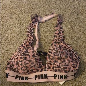 PINK cheetah print halter lace brallete